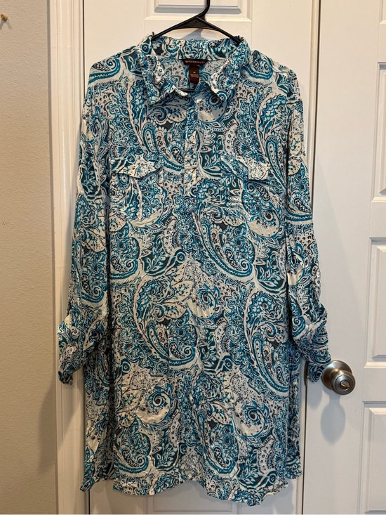 Bit & Bridle Dresses & Skirts - SOLD!!! White and Teal Paisley Shirt Dress